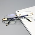 thumbnail image 2 of 6 Pairs Mens Diamond Shape Rimless Blue Light Blocking Reading Glasses Metal Readers +1.50, 2 of 6
