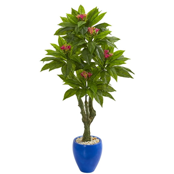 Nearly Natural 5' Plumeria Artificial Tree in Decorative Planter