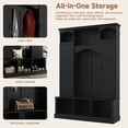 thumbnail image 5 of Luckynote Modern All-in-One Hall Tree with Adjustable Shelves, Classic Arched Farmhouse Storage Bench with Dual Side Cabinets, Elegant Entryway Organizer with 7 Hooks for Mudroom, Hallway, Black, 5 of 15