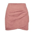thumbnail image 2 of Defitshape Women's High Waist Skirt Elegant Faux Suede Casual Club Night Out Zipper Ruched Bodycon Mini Skirts Pink Blush 4-6, 2 of 3
