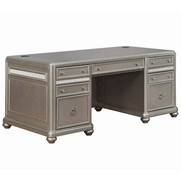 Coaster Ritzville Executive Desk In Metallic Champagne Walmart Com Walmart Com