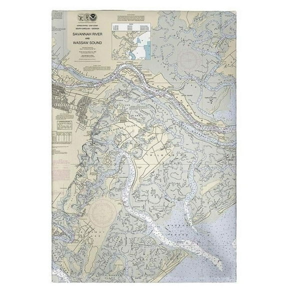 Betsy Drake GT214 Savannah River & Wassaw Sound, GA Nautical Map Guest Towel