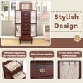 thumbnail image 6 of AVAWING Stand-up Jewelry Cabinet Armoire, Modern Jewelry Organizer for Adult, Reddish Brown, 6 of 7