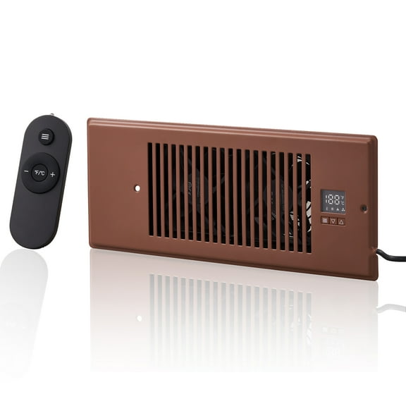 VEVOR Quiet Register Booster Fan 4 x 12”, Smart Register Vent with Thermostat Control, Heating & Cooling AC Vent Booster Fan, Brown