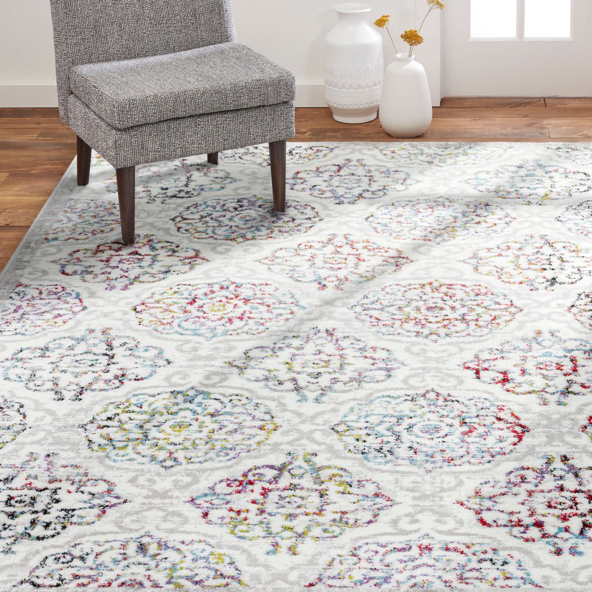 Home Dynamix Boho Andorra Area Rug, Ivory/Pink, 5'2"x7'2"