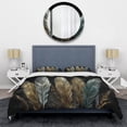 thumbnail image 3 of Designart "Gilded Feathers Gold II" Glam Feather Bedding Covert Set - Glam Gold Floral Bed Set With 1 Sham, 3 of 6