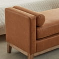 thumbnail image 6 of Tynzuro 66'' Upholstered PU Leather Bench with Bolster Pillow, Fits King Size Bed/Entryway, Brown, 6 of 8