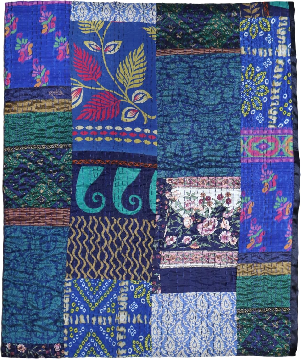 Trademoon Indian handmade Cotton kantha Quilt , Dotted Print Kantha Gudri Size ( King 108" x 108" )