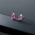 thumbnail image 4 of Gem Stone King 14k White Gold Pink Mystic Topaz Earrings for Women (2.7Cttw, GemstoneNovember Birthstone, Oval 8X6MM, Round 2.5MM), 4 of 5