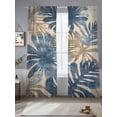 thumbnail image 2 of Blue Brown Palm Leaf Sheer Curtains 84 Inch Length 2 Panels Set, Summer Farmhouse Botanical Voile Window Treatment Rod Pocket Curtains Sheers Drapes for Bedroom/Living Room/Kitchen 52"x84"x2, 2 of 7