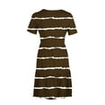 thumbnail image 4 of DeHolifer Womens Casual Dress Summer Beach Striped Dress Short Sleeve Crewneck Knee Length Dresses Loose Sundress Brown XL, 4 of 6