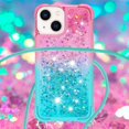 thumbnail image 4 of Funda para iPhone 14 Plus Brillantina Líquida Divertida Reluciente y con Cristales en Movimiento Cuerpo Cruzado con Cordón Ajustable, 4 of 5