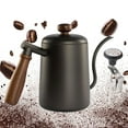 thumbnail image 3 of GUOOL 600 Dripper Kettle Gooseneck Stainless Steel Tea Pot with Wooden Handle for Home Black, 3 of 9