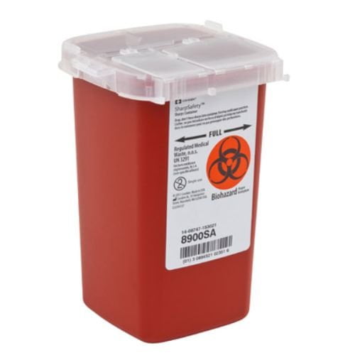 Covidien 8900SA Phlebotomy Sharps Container, 6.25Hx4.5Wx4.25D  1 Qt Size, PK/2
