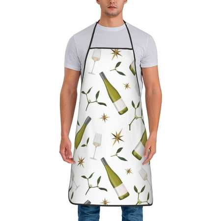 

Apron for Men Women Champagne Print Waterproof Chef Kitchen Baking Apron with Long Ties Aprons for Cooking Baking and Gardening Kitchen Collection