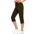 thumbnail image 4 of Lutiedan Capri Pants for Women Loose Casual Side Split Yoga Workout Capri Sweatpants Drawstring Elastic High Waisted Lounge Pants with Pockets, 4 of 8