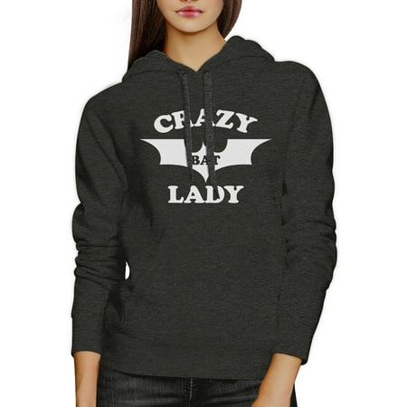 Graphic Pullover Hoodie - Crazy Bat Lady Dark Grey Pullover Hoodie Cute Graphic Sweat Hoody