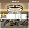 thumbnail image 6 of Oak Frame and Acrylic Panel Modern LED Chinoiserie Ceiling Fan with Light Kit and Remote Control, 6 of 28