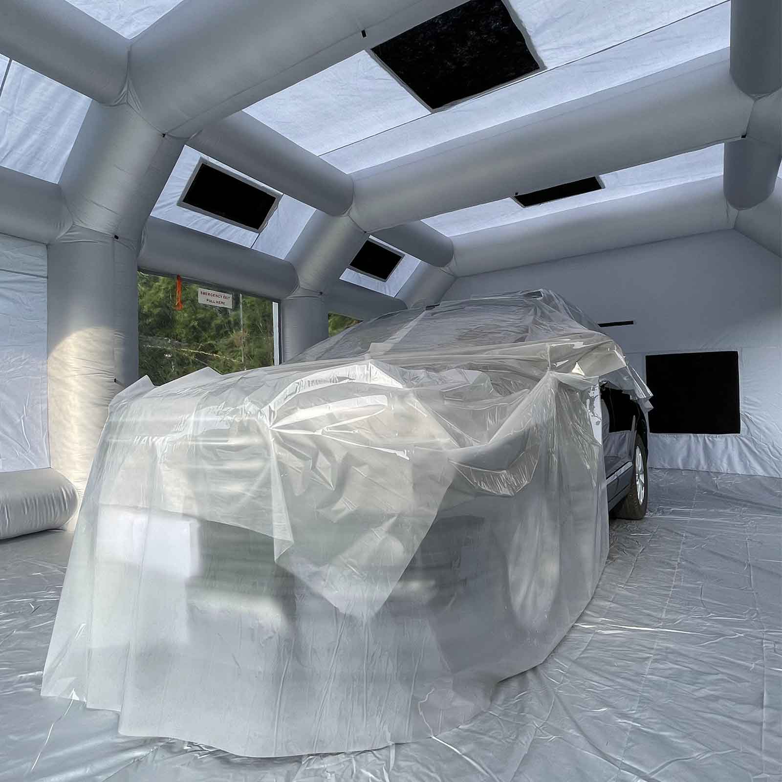 FLAPKWAN Inflatable Paint Booth 33X16.5X11.5Ft with 1100W+950W Blowers Portable Spray Paint Booth with Muliple Filters for Trucks, Car Parts, Furnitures and Other Painting, Drying and Polishing