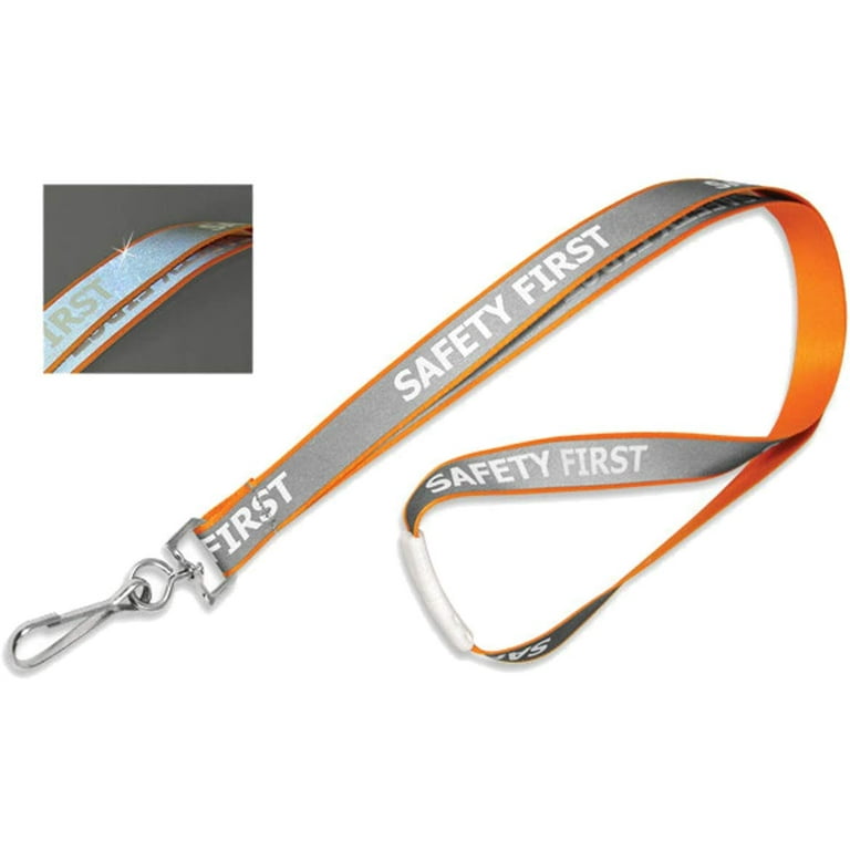 Reflective SAFETY FIRST Lanyard with Breakaway Clasp & Swivel Hook