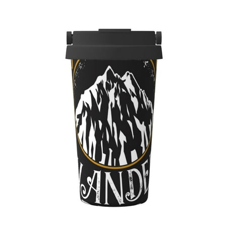 

Xecao Not All Those Who Wander Are Lost 1 Pattern Insulated Coffee Mug with Handle & Flip Thermos Mug Water Bottle Coffee Tumbler Cup