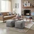 thumbnail image 4 of Simpli Home Simpli Home Brody 18 inch Wide Boho Square Pouf in Distressed Grey Vegan Faux Leather, 4 of 7