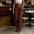 thumbnail image 5 of DeHolifer Women's Pants High Waist Casual Solid Color Straight Leg Work Business Dressy Pants Wine XL, 5 of 6