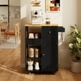 thumbnail image 4 of Kitchen Island Cart on Wheels, Asofer Bar Cart with Adjustable Shelf and Removable Tray for Dining Room, Black, 4 of 11