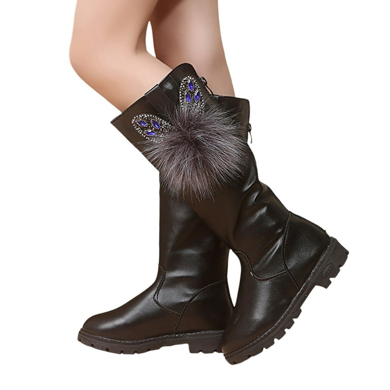 Girls Boots Size 1.5 Girl Boots Children Shoes Comfortable Soft Sole Boots Fashion High Boots Girls Princess Boots Walmart
