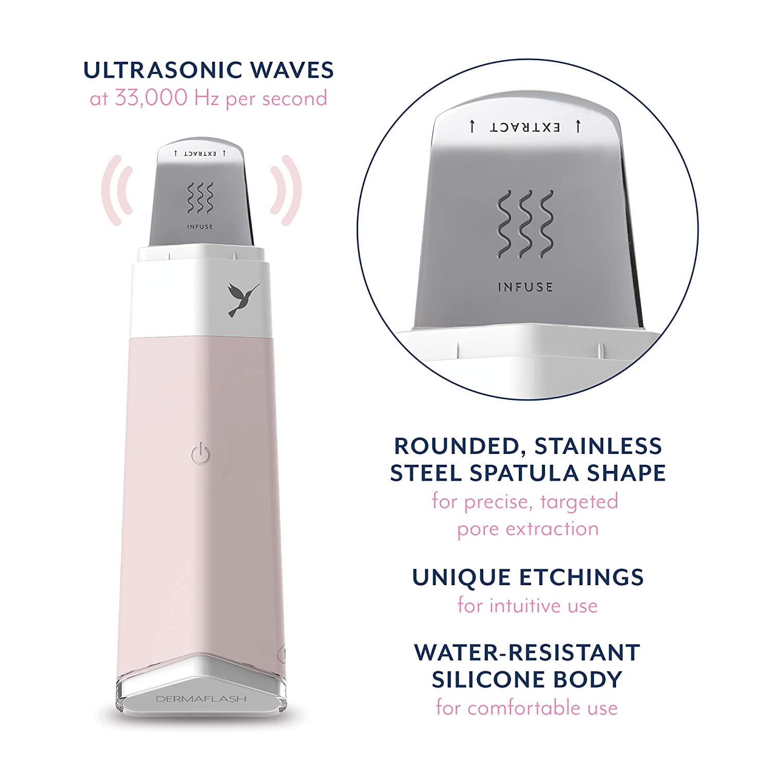 DERMAFLASH DERMAPORE Pore Extractor and Serum Infuser Device, Icy Pink