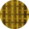 thumbnail image 1 of Ahgly Company Machine Washable Indoor Round Abstract Yellow Modern Area Rugs, 3' Round, 1 of 4