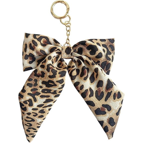 Leopard Print Bow Keychain, Bag Charm for Women, Purse Handbags Bag Accessories Charms Key Charms, Y2K Style Gift for Bag Lovers