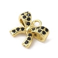 thumbnail image 2 of Rack Plating Brass Micro Pave Cubic Zirconia Pendants Bowknot Long-Lasting Plated Cadmium Free & Lead Free with Jump Ring Real 18K Gold Plated Black 14x11x4.5mm Hole: 1.8mm, 2 of 3