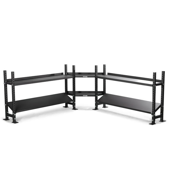 Titan Fitness 2-Tier Elite Series Mass Storage System with 70" Adjustable Shelves and Corner Shelves