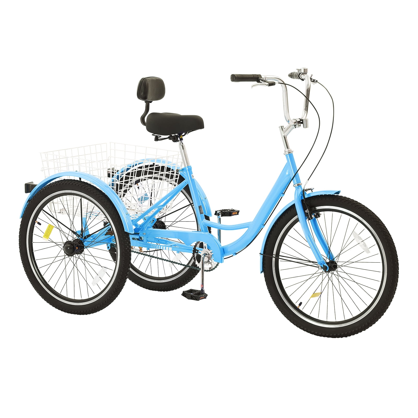 KFFKFF Adult Three-Wheel Bicycle 1 Speed 20/24/26 Inch Tricycles, Trike with Carbon Steel Frame, Includes Basket & Adjustable Seat, Ideal for Picnic & Shopping, Suitable for Seniors, Women, Men