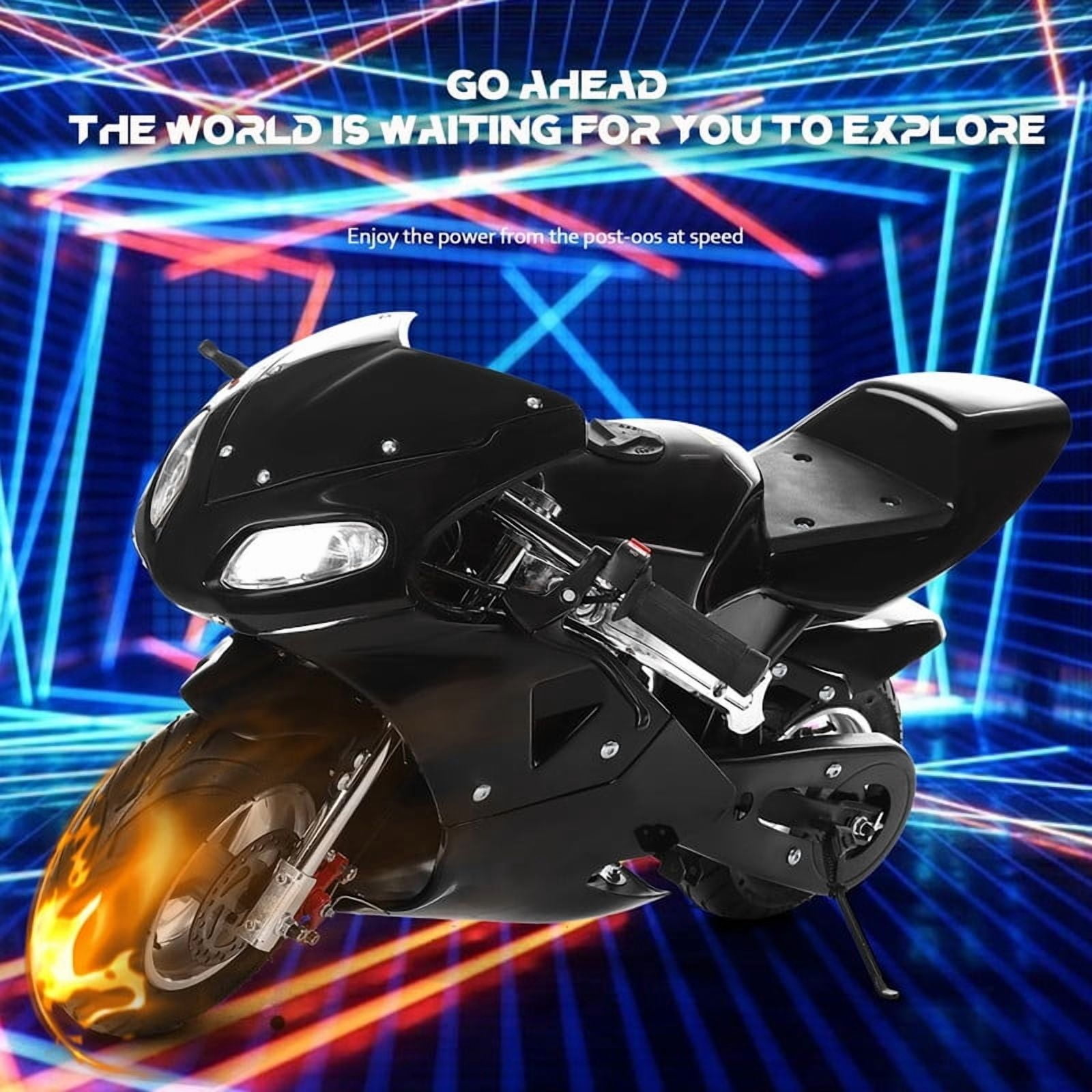 Xinwanna Mini Gas Motorcycle Dirt Bike for Adults Kids 49cc 2-Stroke Dirt Bike Pocket Bike,Gasoline Motorcycle High Brightness Dual Headlights Rubber Handlebars Motorcycle 170 lbs