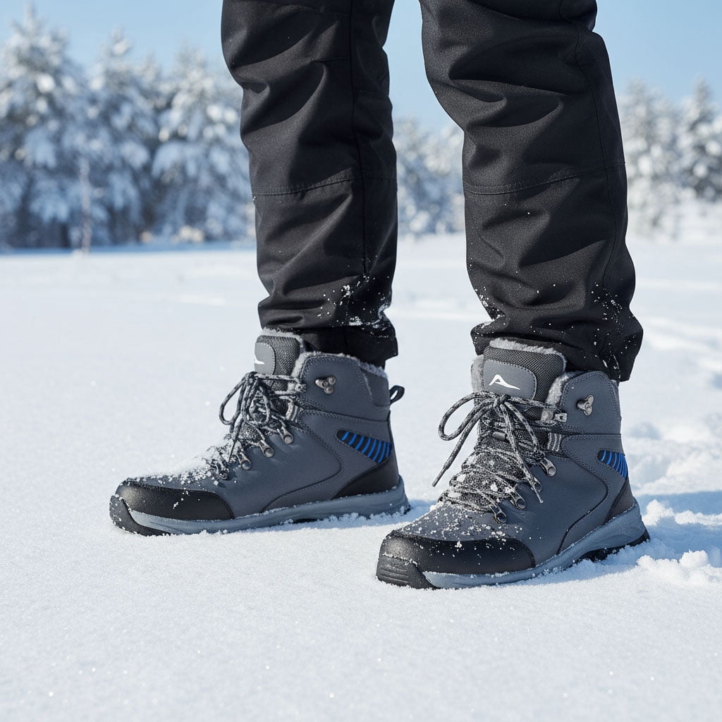 Ecetana Snow Boots for Men Winter Warm Ankle Boots Non-Slip Waterproof Outdoor Hiking Shoes