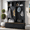 Black + Dark Walnut, variant on Harper & Bright Designs Wood Hall Tree with Bench , 4-in-1 Entryway Tree with Drawers , Entryway Bench with Coat Rack for Hallway , Black