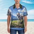 thumbnail image 2 of Fuzoiu Blue Sky Dog Print Hawaiian Shirt for Men, Summer Beach Casual Short Sleeve Button Down Shirts, Men’s Beach Summer Shirts with Pocket,Medium, 2 of 7