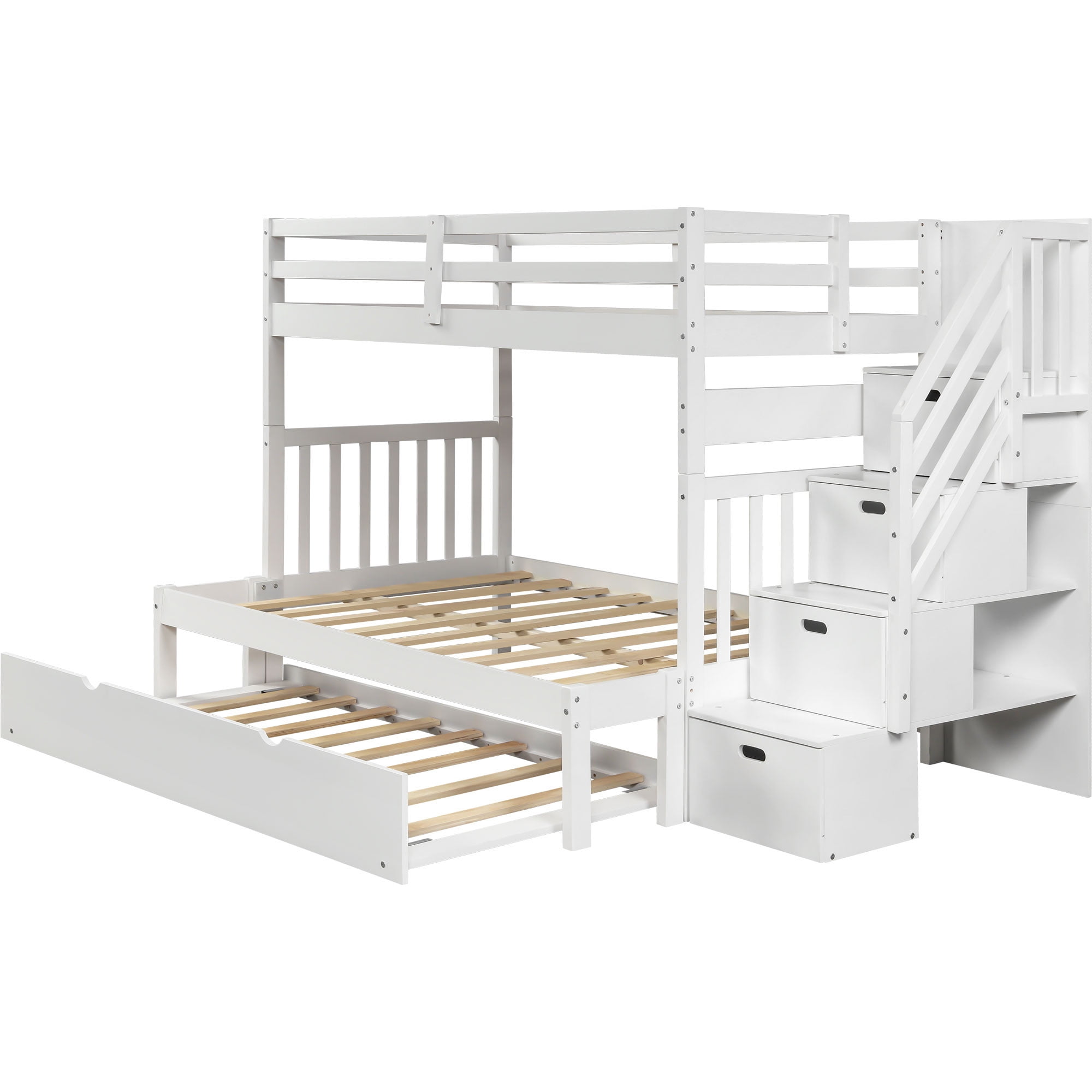 Buy Anysun Stairway Bunk Bed Twin over Full - Kids Wooden Bunk Bed with