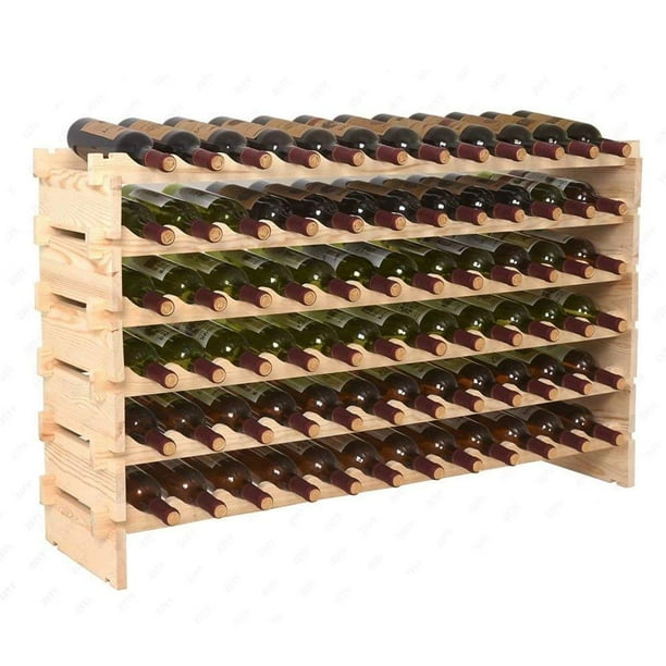 ZENY 72 Bottle Wood Wine Rack Stackable Storage 6 Tier Storage Display