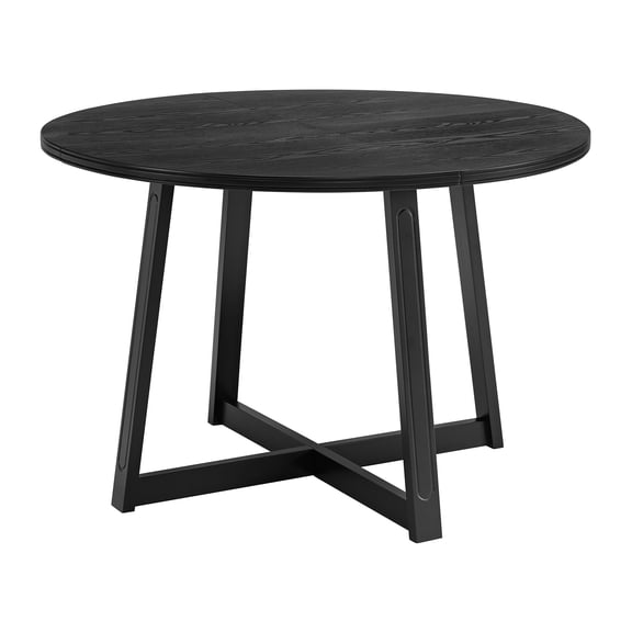 ROME   OAK Worton 45 Inch Wood Round Dining Kitchen Table for 4 Person Seating, Black