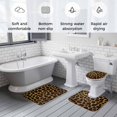 thumbnail image 5 of Leopard Bath Mat 3 Piece Bathroom Rug Set, Brown Vintage Leopard Print Non Slip Bath Rug Contour Mat and Toilet Lid Cover, Absorbent Shower Mats Soft Bath Rugs and Mats Sets, 5 of 8