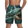 thumbnail image 2 of Lsque Mens Swim Trunks Abstract Geometric Shark Pattern - Bathing Suit Compression Liner - Beach Swim Shorts Swimwear - (S-3XL) - Stretch Quick Dry -X-Large, 2 of 9