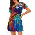 thumbnail image 1 of Fotbe Colorful Parrot Jungle Dream Bata de Dormir para Mujer con Estampado, Camisón de Algodón de Manga Corta, Ropa de Dormir Casual, 1 of 6