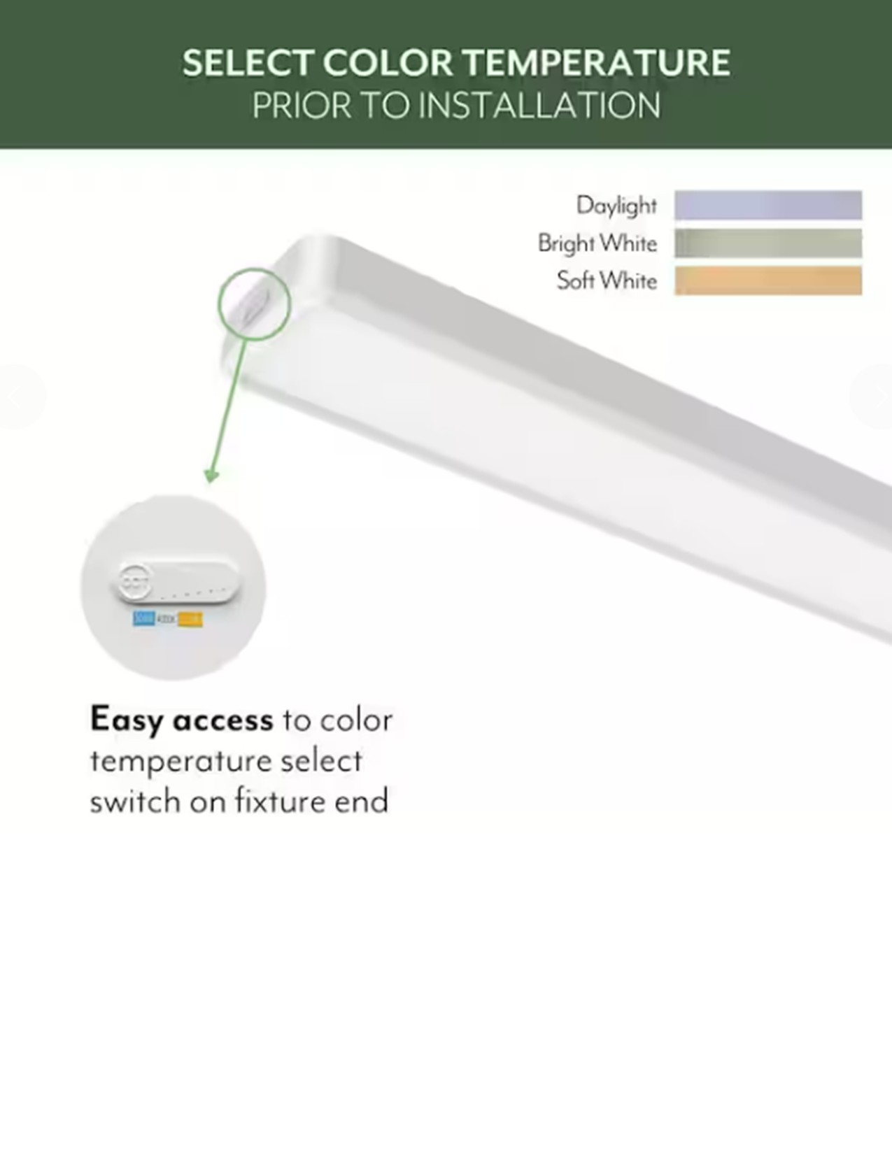 ETI 4 ft. x 6 in. Runden White Modern LED Flush Mount Ceiling Light, 3300 Lumen, 3CCT Color Preference, Dimmable, 120V, C05015401A