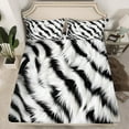 thumbnail image 2 of Feelyou Chic Tiger Print Twin Sheet Sets, White Black Twin Fitted Sheet, Modern Fashion Geometric Flat Sheet, Luxury Bedroom Decor, 3 Pieces, 2 of 7