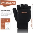 thumbnail image 6 of EvridWear Winter Knitted Convertible Fingerless Gloves, Wool Mittens, Unisex, Upgraded Hook and Loop Closure & Anti-Slip Suede Leather, 6 of 10