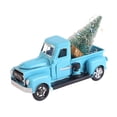 thumbnail image 3 of Camión de granja navideño, camioneta, modelo de automóvil, linda canasta de regalo, coche de granja de metal azul, 3 of 9