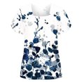 thumbnail image 2 of SMihono Hauts pour Femmes Été Mode Décontractée Col Montant Imprimé Pétale Manches Courtes - T-Shirts Grande Taille, 2 of 5